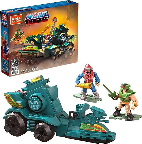 MEGA Construx Masters of The Universe Building Toys Set, Battle Ram and Sky Sled with 188 Pieces, 2 Micro Action Figures, for Kids