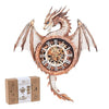 Rnfinewow 3D Puzzles for Adults, 3D Puzzle Dragon Clock Kit (with Pendulum), Wooden Puzzles for Adults Home Wall Decor Dragon Clock Christmas Day