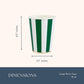 Bonjour Fête Green Cabana Stripe Paper Party Cups | Disposable Cups for Holidays, St. Patrick's Day, Christmas & Birthdays | Premium 12oz Party
