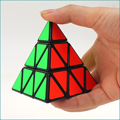 Pyramid Cube Speed Cube Glow in Dark Magic Speed Cube 3-D Brain Teasers IQ Puzzles for Kids and Adults (Black Background Sticker)
