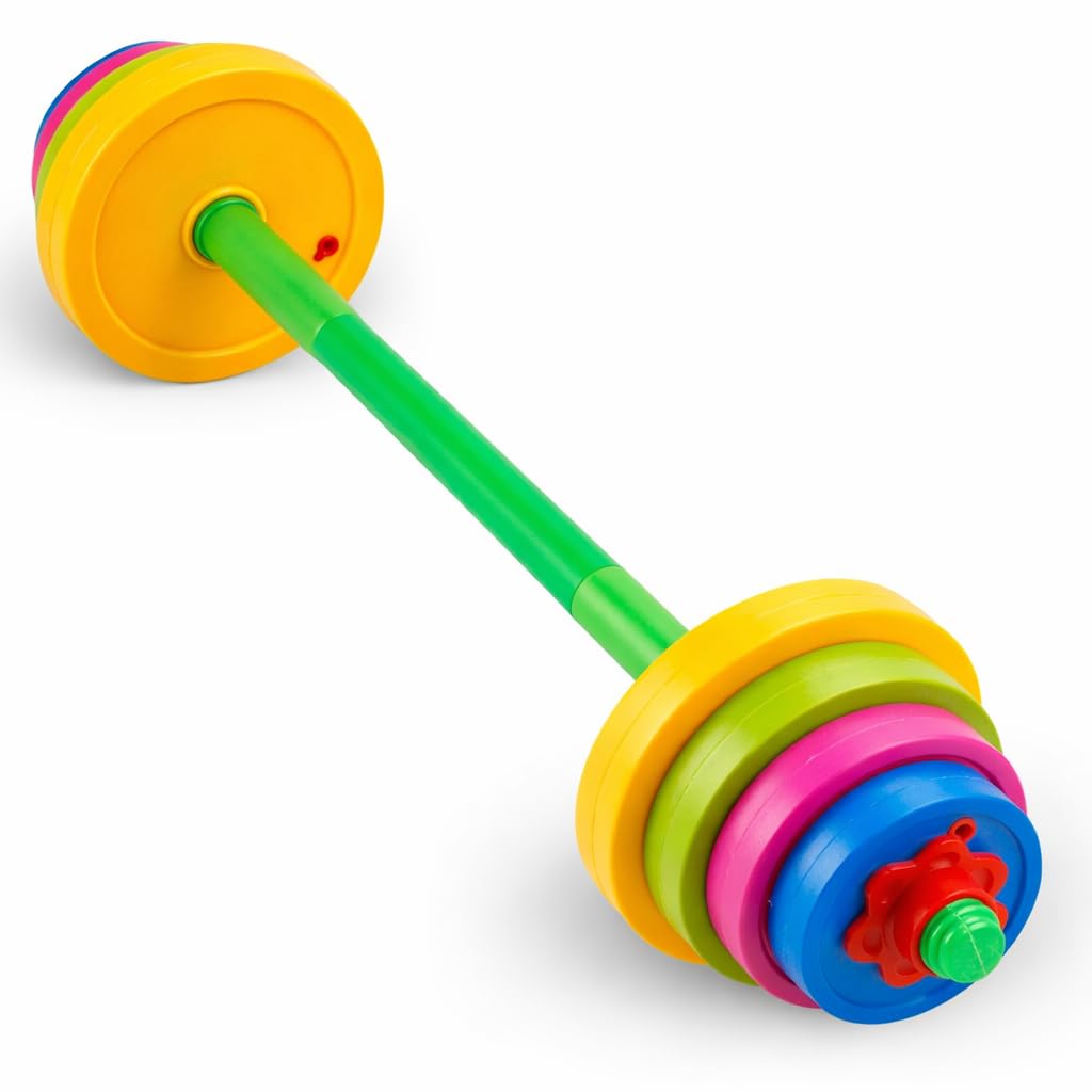 Liberty Imports Kids Barbell Weight Set - Adjustable Workout Toy Equipment for Children Pretend Play Exercise - Toddler Beginner Gym, Fitness