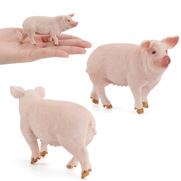 DOYIFUN 4 Pcs Realistic Farm Pig Animals Model Figure Toy Set,Barn Farm Pig Figurines Collection Playset with Farm Keepers, Preschool Science