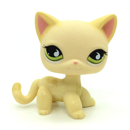 Mini Pet Toy Collection #733 Yellow Cream Short Hair Cat Cute Green Eyes Kitty