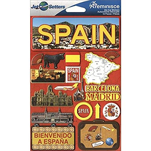 Reminisce JST-063 Jet Setters 3-Dimensional Die-Cut Sticker, Spain