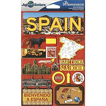 Reminisce JST-063 Jet Setters 3-Dimensional Die-Cut Sticker, Spain