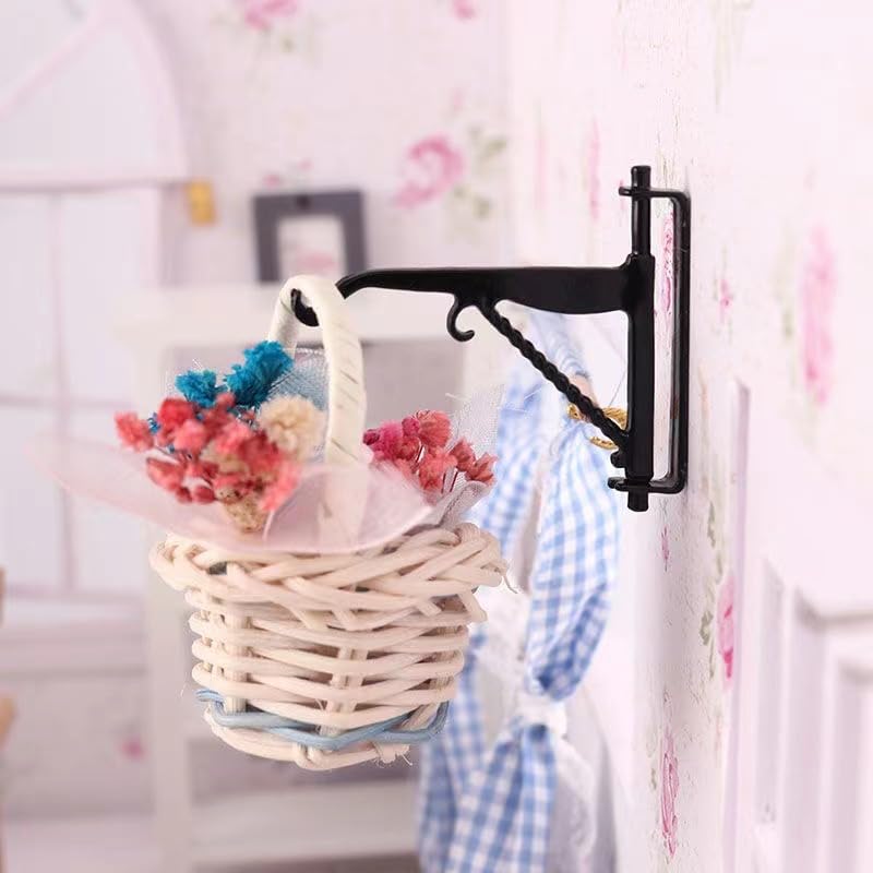 RillyRellow Miniature Metal Wall Bracket, 3PCS Dollhouse Plant Hanger Hook, Black, Miniature Wall Bracket, Dollhouse Decor