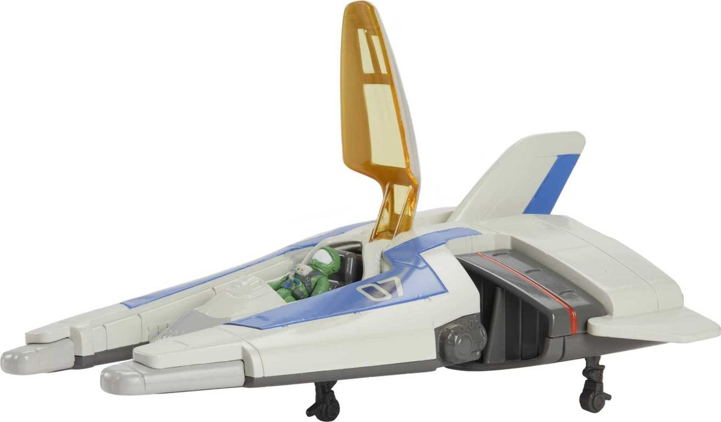 Mattel Disney and Pixar Lightyear Hyperspeed Series Mini Action Figure & Toy Vehicle Set, Buzz Lightyear & XL-07 Spaceship, 5.6-inch Vehicle
