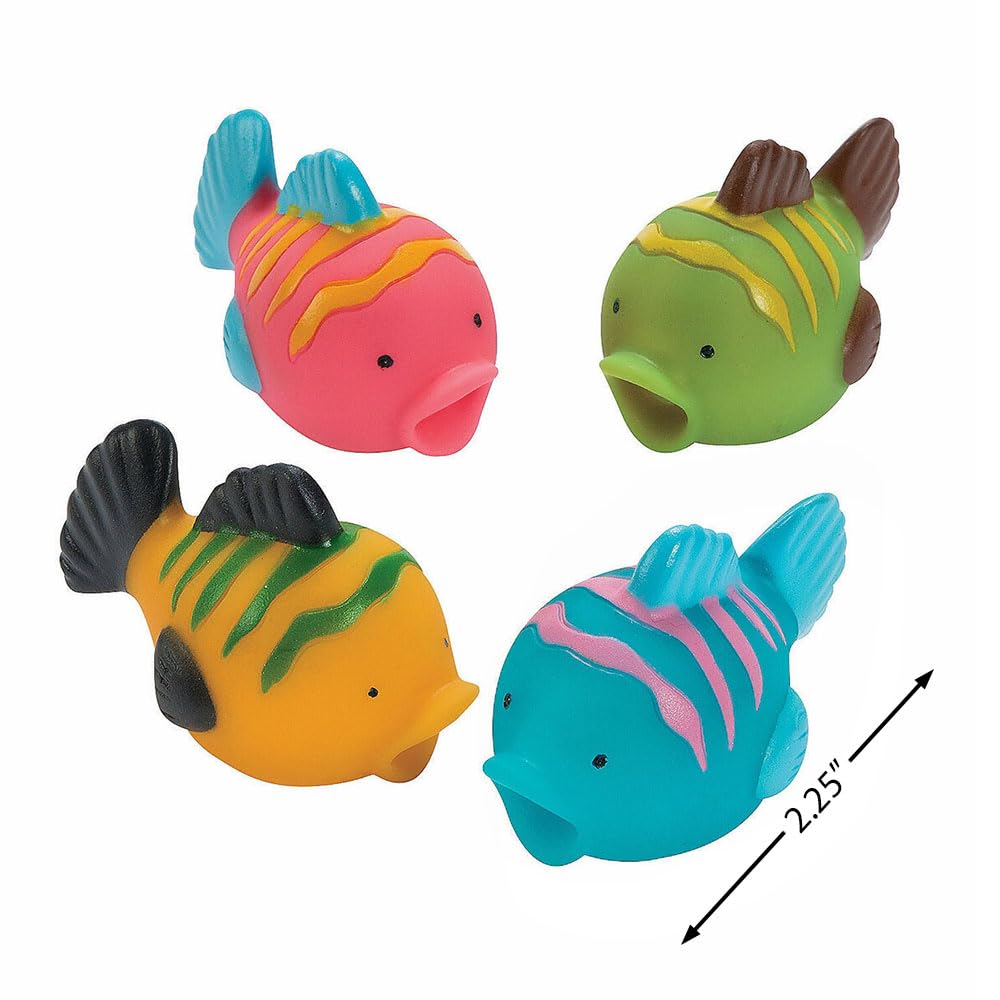 Fun Express Fish Squirt Toys Bulk Set of 12 - Bath Toys for Kids Ages 1-3 & Toddlers 2-4 | Pool Toys & Party Favors for Kids Birthday | Sea Animal