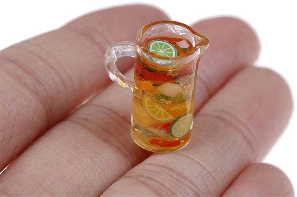 CoscosX 13 Pcs 1:12 Colourful Cocktail Cup Drink Juice Tea Beverage Bottle Jam Jar Toys,Simulation Drink Wine Glass Model for Dollhouse,Dolls House