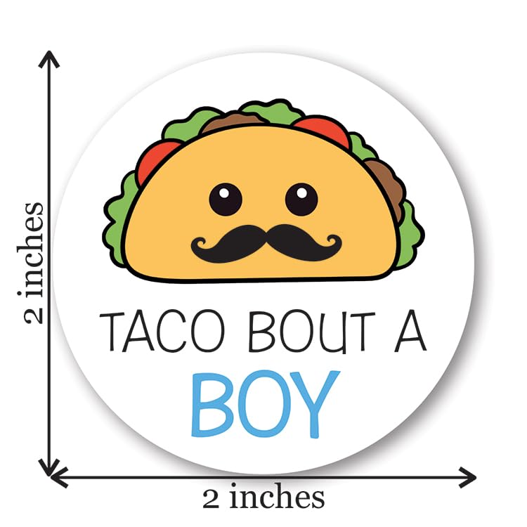 Taco Bout A Baby Gender Reveal Stickers - 40 Labels (20 of Each Design)
