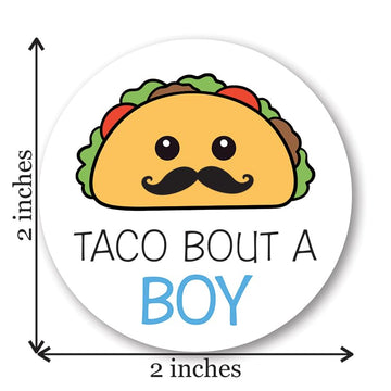 Taco Bout A Baby Gender Reveal Stickers - 40 Labels (20 of Each Design)