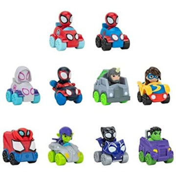 Marvel's Spidey and his Amazing Friends SNF0046 10-Pack-2” Mini Vehicle Assortment Including, Ghost Spider, Miles, Hulk, and More-Toys Featuring Your