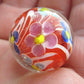 Big Game Toys~22mm (7/8") Dahlia Hand Made Art Glass Marble w/Stand Clear/Red/Blue/Pink Flower