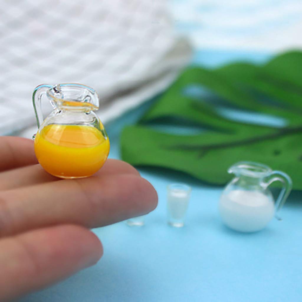 SXFSE Dollhouse Decoration Accessories, 1:12/1:6 Dollhouse Miniature Scene Mode Juice Set Pretend Play Toy