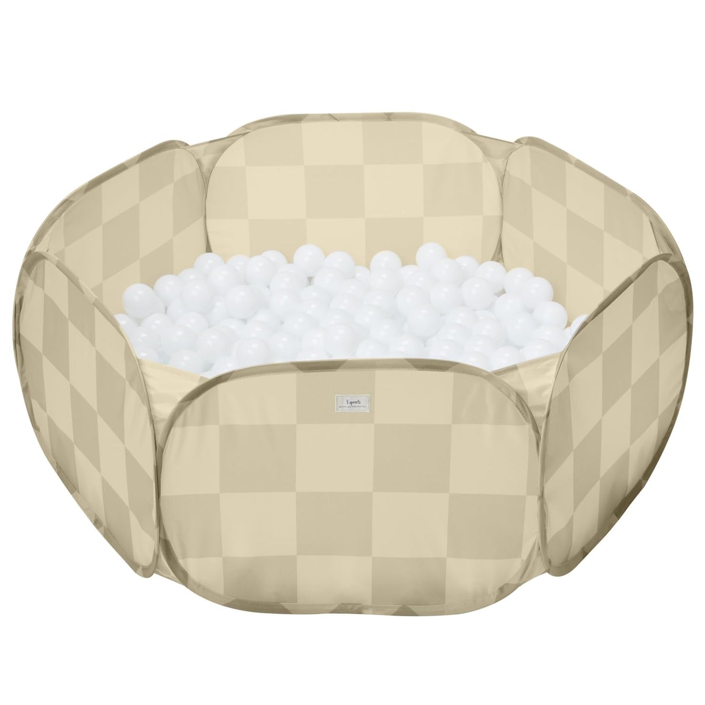 3 Sprouts Kids Pop-Up Ball Pit, Balls Not Included, Checkerboard Beige