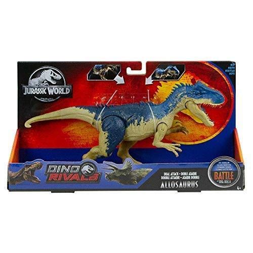 Jurassic World Dual Attack Allosaurus Dinosaurs in Medium Size with Button-activated Dual Strike Action Moves Like Tail & Head Strikes