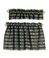 Melody Jane Dollhouse Green and Blue Cafe Curtains Miniature Window Accessory