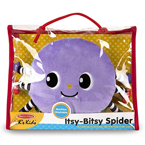 Melissa & Doug K's Kids Itsy-Bitsy Spider 8-Page Soft Activity Book for Babies and Toddlers - Cloth Baby Book And Sensory Toy With Textures To Grasp