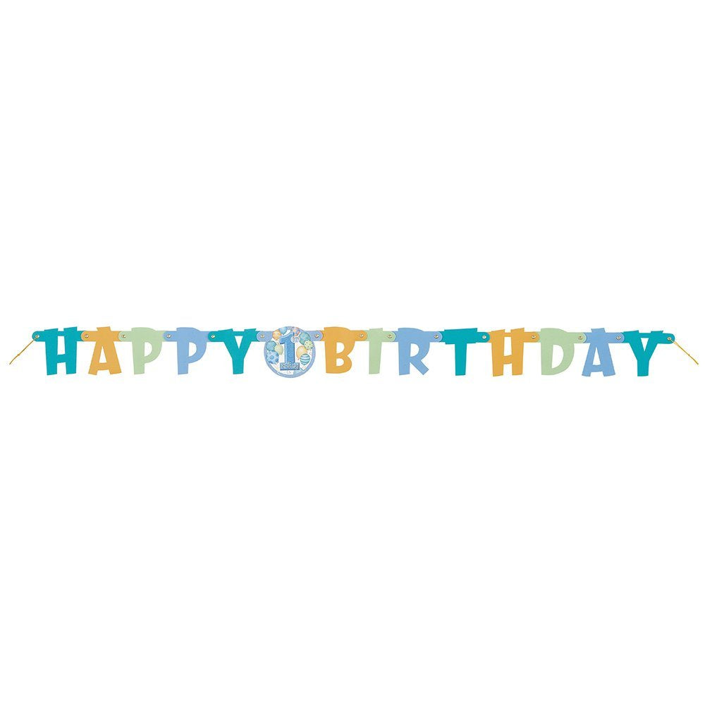 3.91ft Blue 1st Birthday Banner