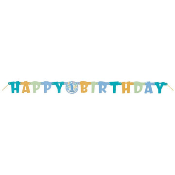 3.91ft Blue 1st Birthday Banner
