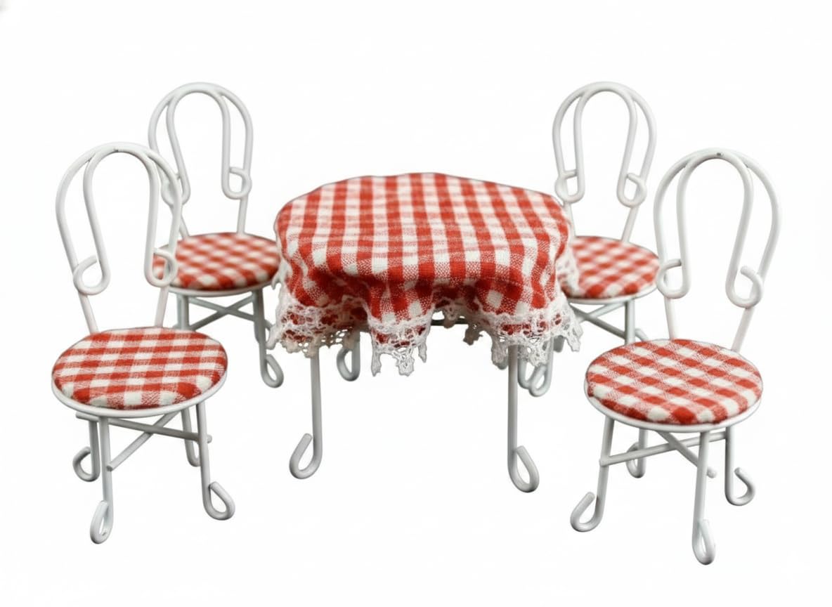 Doll House Miniature Soda Fountain Table and Chairs