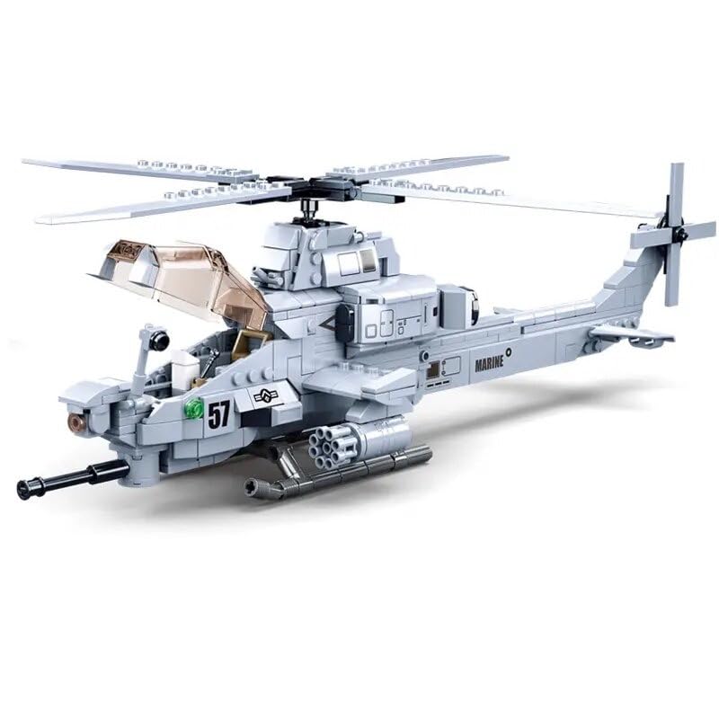 General Jim’s AH-1Z Viper Attack Helicopter Building Set - 482 Pieces, Highly Detailed Military Aircraft Model with Dual Cockpit and Rotating Cannon