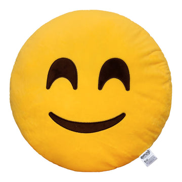EvZ Official Certified Blush Emoji Pillow - 32cm Large Soft Plush Shy Smiley Face Emoticon Cushion - Cute Pink Cheek Decorative Stuffed Toy for Girls