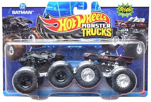 Hot Wheels Monster Trucks Dark Knight Vs Classic TV Series, Demolition Doubles 1:64 Scale die cast