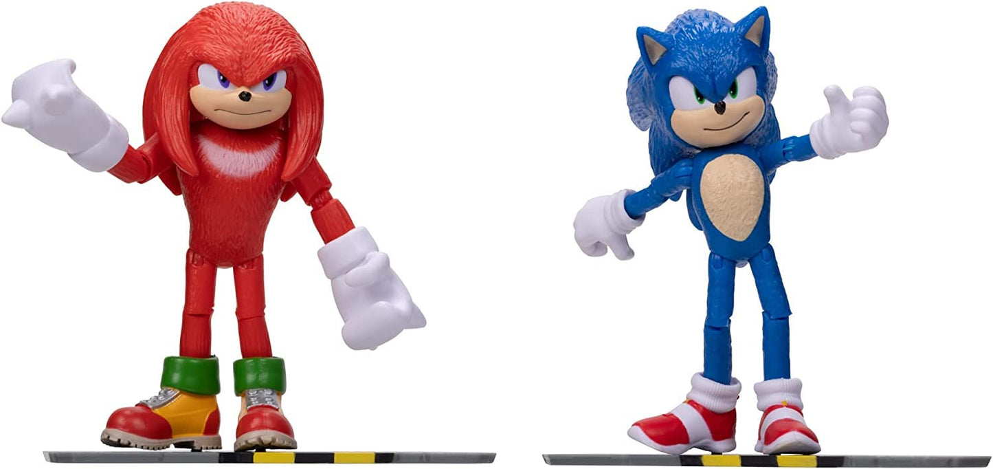 Sonic 2 Movie 4" Action Figure 2 Pack - Sonic & Knuckles, Red