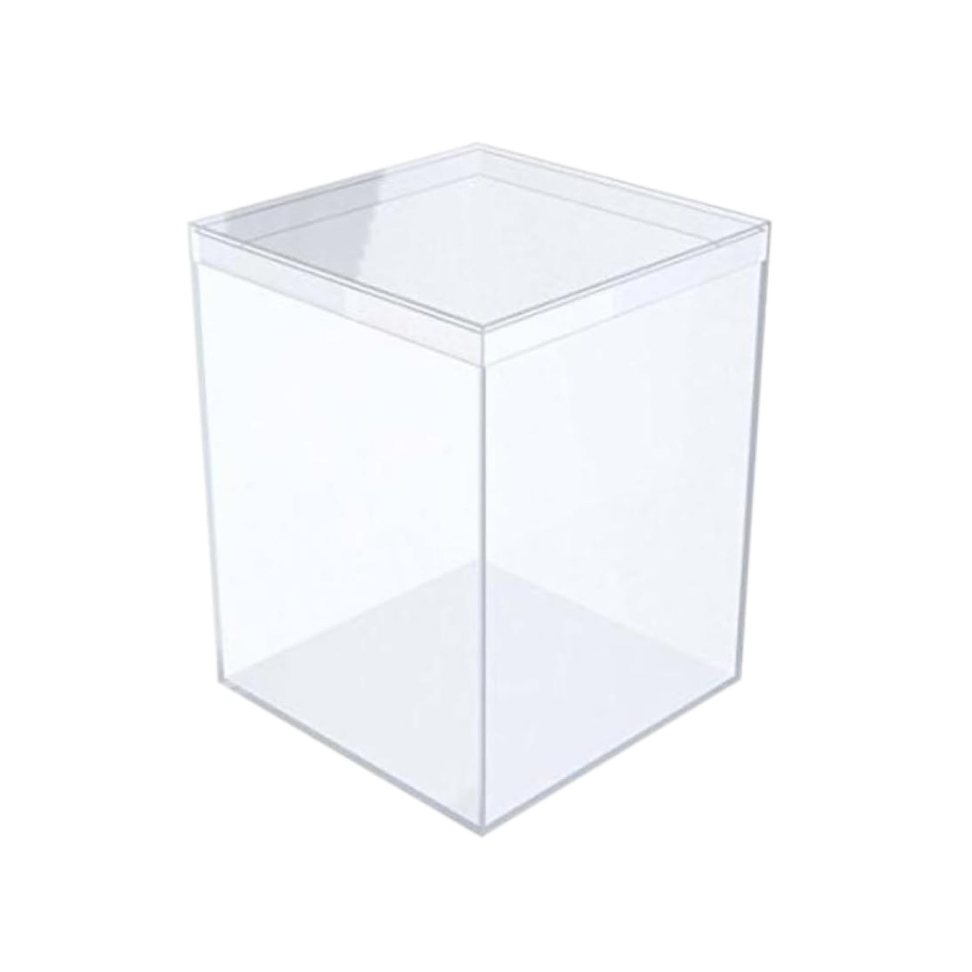 Set of 6 Acrylic Boxes with Lids, 3.44" Square x 4.5" Tall, Made in USA, Clear Display Case for Collectibles, Rocks, Seashells and Crafts Storage &
