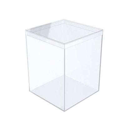 Set of 6 Acrylic Boxes with Lids, 3.44" Square x 4.5" Tall, Made in USA, Clear Display Case for Collectibles, Rocks, Seashells and Crafts Storage &
