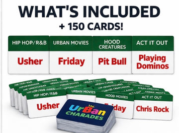 Urban Charades Party Game - 150 Cards - Funny Urban Guessing Game for Adults, Families & Friends - Act It Out, Hip Hop, Movies & More - Perfect
