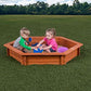 Hexagon Wooden Sandbox w Seat Boards | Eco-Friendly Cover & Ground Liner | 59" x 51" x 9" | 3/4" Cedar Boards | Easy DIY Assembly | Holds 300+ lbs