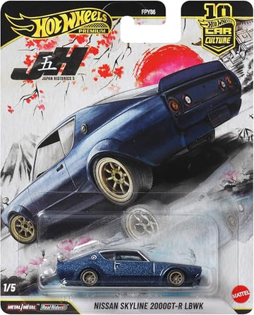Hot Wheels Car Culture Premium 1:64 Scale Die-Cast Nissan Skyline 2000GT-R LBWK, Real Riders Tires & Metal/Metal Body & Chassis, Japan Historics 5