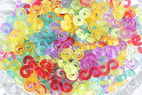 Shuiniba S Clips, Rubber Bands Refills Set for DIY Bracelet Craft, for Plastic Chain Links Bracelet, Colorful - 200 Pack