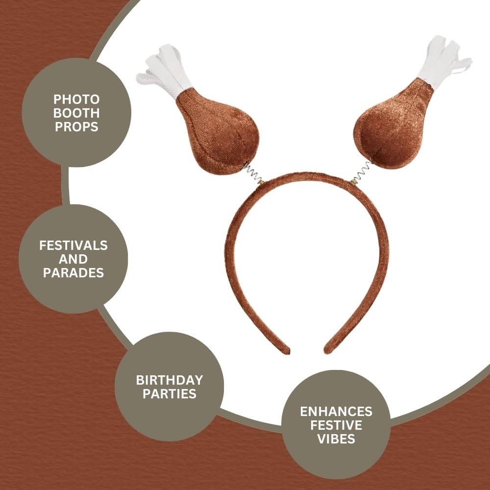 Turkey Drumstick Brown Plush Headbopper - 9.5" x 10" (Pack Of 1) - Party Wearable Accessory