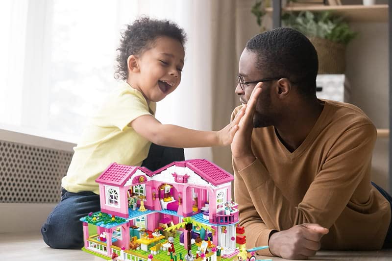 SlubanKids Girls Dream Villa Building Sets for Kids, Colorful 3D 896 Pc Stackable Toys, DIY Villa Building Creative Play, Includes People, DIY Design
