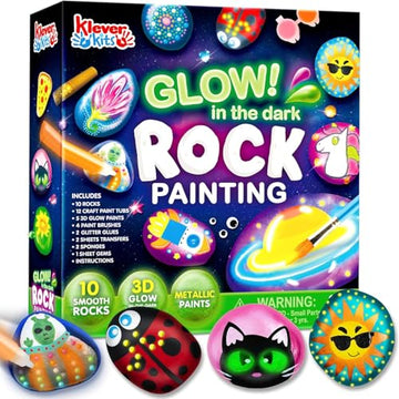 Rock Painting Kit- Glow in The Dark Rock Kit, Arts and Crafts for Kids Ages 6-12, Art Supplies Toy, Kids Craft Paint Kits, Arts & Crafts for Boys