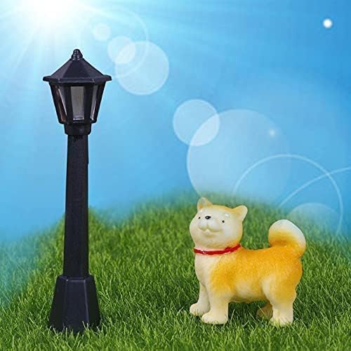 10 Pcs Black Mini Miniature Street Light Model, Railway Train Post Lamps, Black Lamp Outdoor Pathway Lantern Post for Dollhouse Decoration Micro