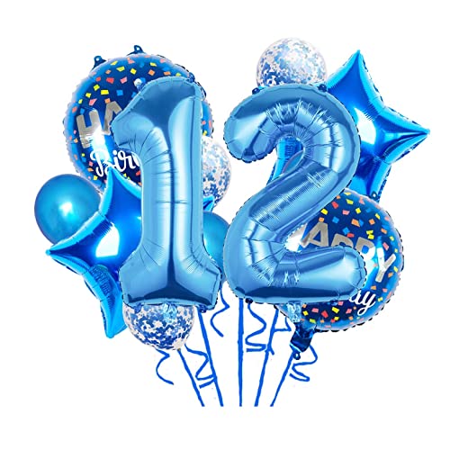 Balloons, 11 pcs Foil Balloons 12 Year Old for 12th Birthday Party Supplies Decoration? Confetti Balloon Kids Party Balloons Birthday Party Supplies