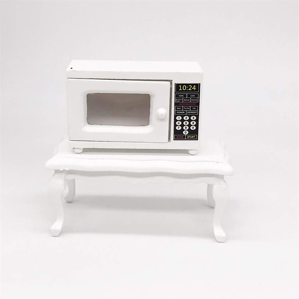 SXFSE Dollhouse Decoration Accessories,1:12 Dollhouse Miniature Furniture Room Wooden Furniture Microwave Oven White