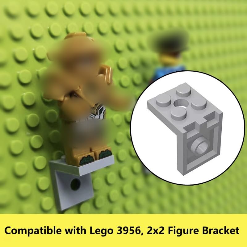 YUJHITP Display Stand for Mini Figure, 50 Piece Classic Light Gray Bracket Plate Bulk, Compatible with Lego Parts and Pieces(Color: Light Gray)