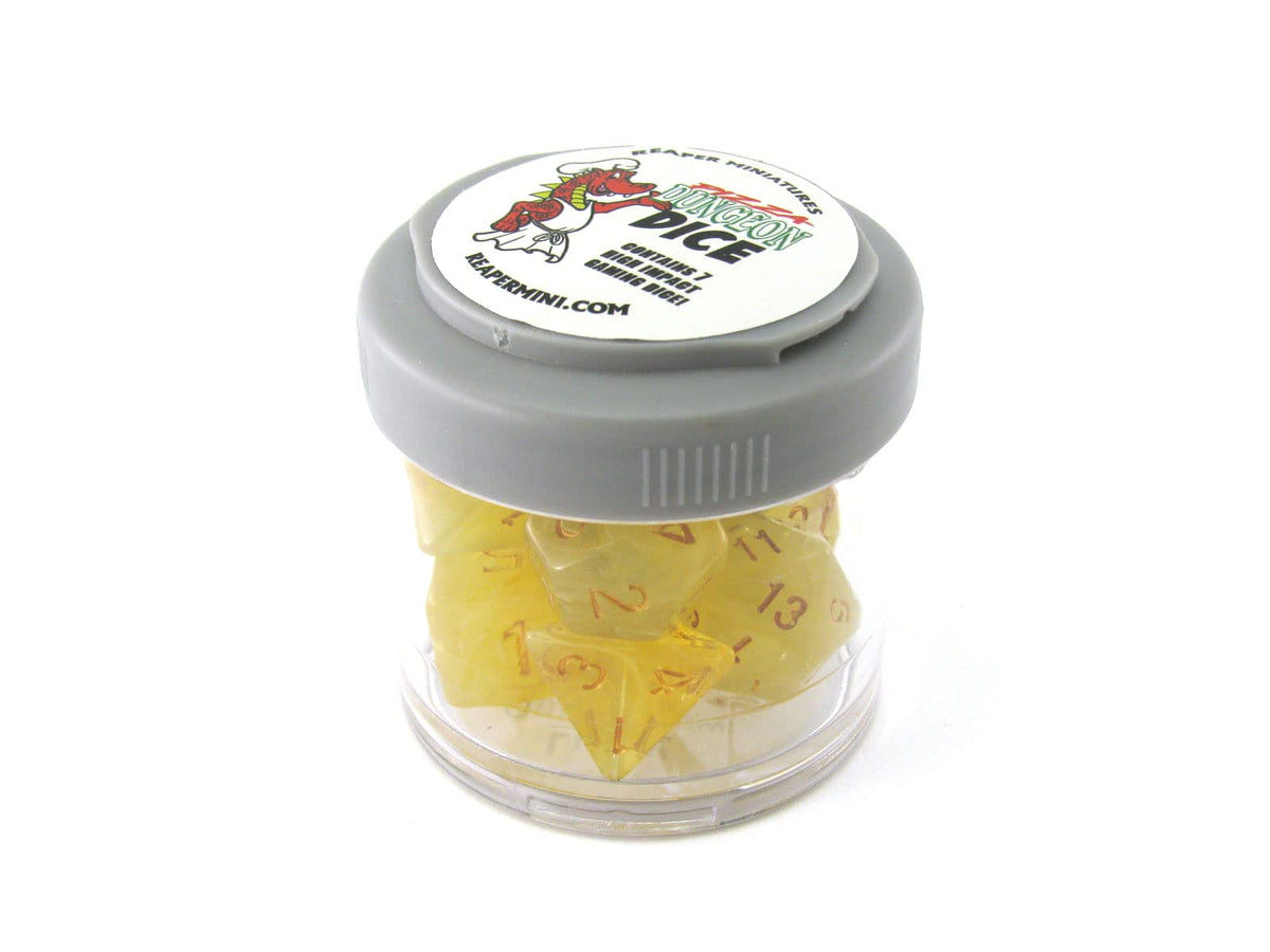 Reaper Miniatures 19027: Lucky Dice - Gem Yellow - Pizza Dungeon Dice