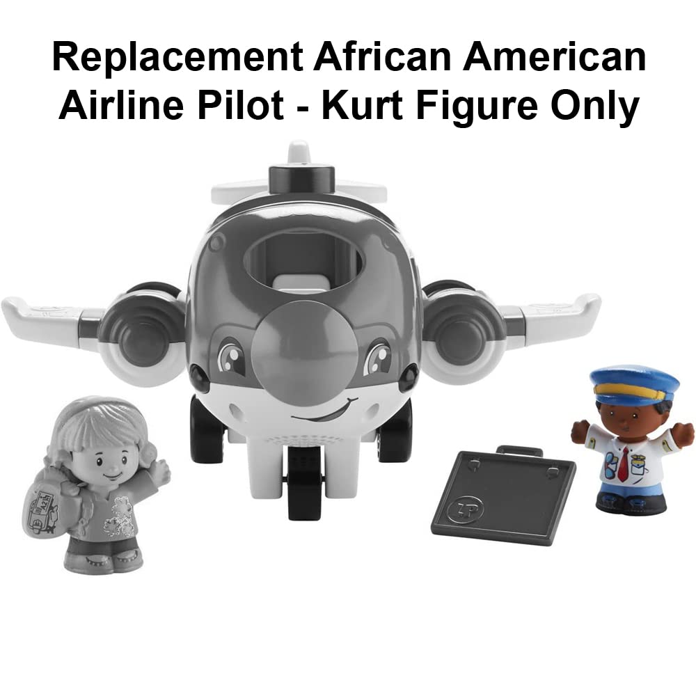 Fisher-Price Replacement Part Little People Travel Together Airplane Playset DJB53 - Replacement African American Airline Pilot Kurt Figure