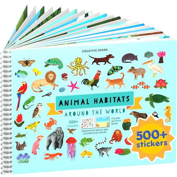 Animals Habitat 500+ Kids Sticker Book by Cupkin Toddler Airplane Travel Activity Coloring and Sticker Book, Road Trip Essentials, 12 Coloring Pages +
