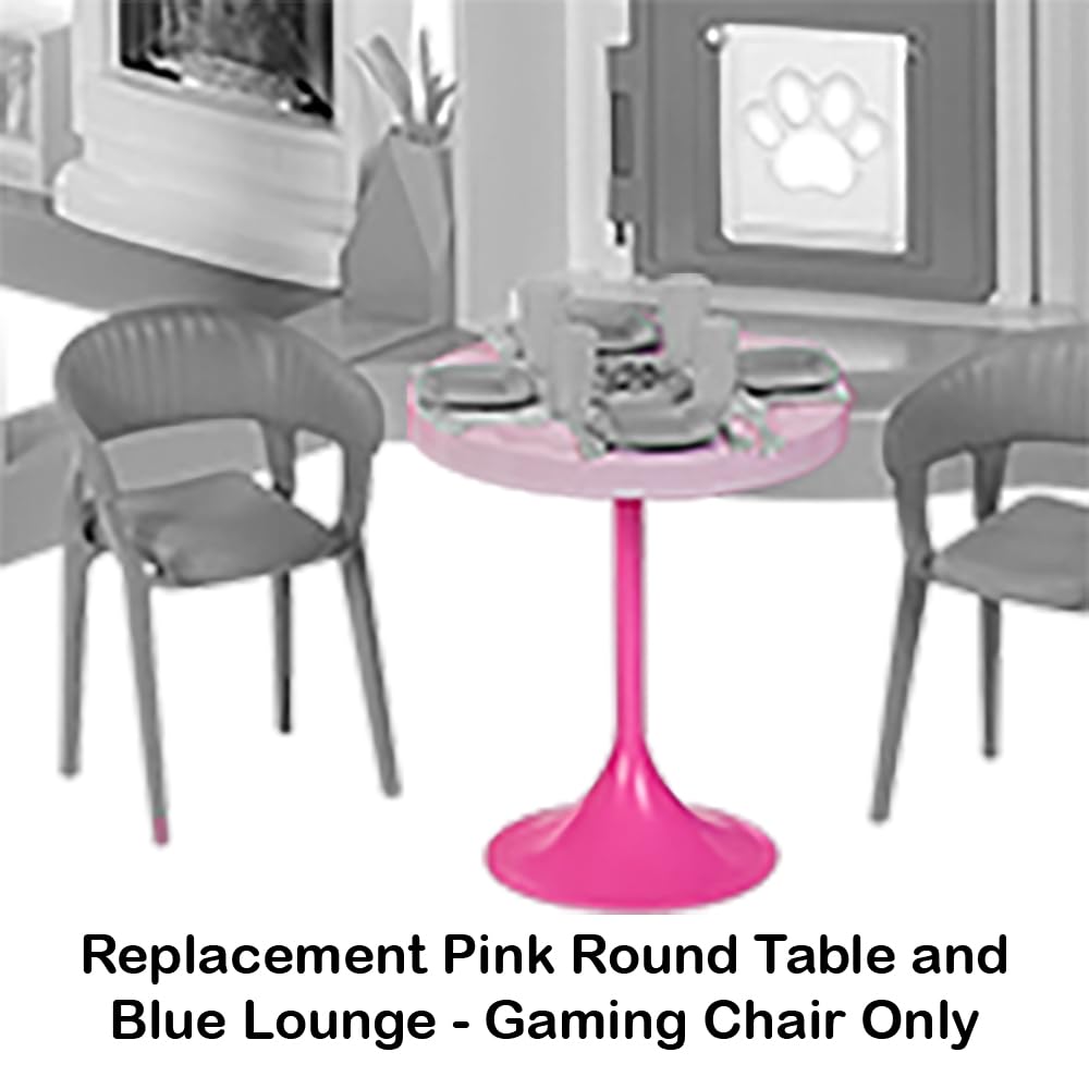 Replacement Parts for Barbie Doll Dreamhouse Doll House Playset HMX10 - Replacement Pink Round Table and Blue Lounge - Gaming Chair