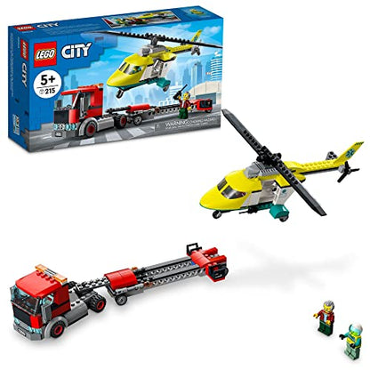Lego City Great Vehicles Rescue Helicopter Transport Building Kit 60343, with Toy Truck and Toy Helicopter, Pretend Play Toy Vehicle Toys