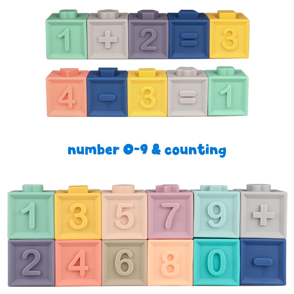Litand Soft Stacking Blocks for Baby - Sensory Montessori Toys Toddler Activities - Gifts for Boy Girl 6 9 12 18 Months 1 2 3 Year Old Birthday