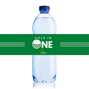 VOWFOO Golf Themed Water Bottle Labels, 20 Packs Hole in One First Birthday Party Supplies Water Bottle Labels Stickers Wrappers Waterproof for Baby