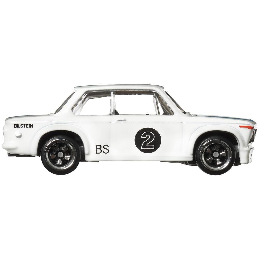 Hot Wheels Collectible Die-Cast Vintage Racing Club Vehicle - White with Red and Blue Stripes Sports Car - Inspired by BMW 2002 - HRT81-3/6